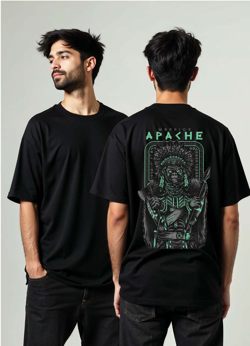 Cyber Future Oversized T-Shirt with Bold Urban Digital Graphics and Print