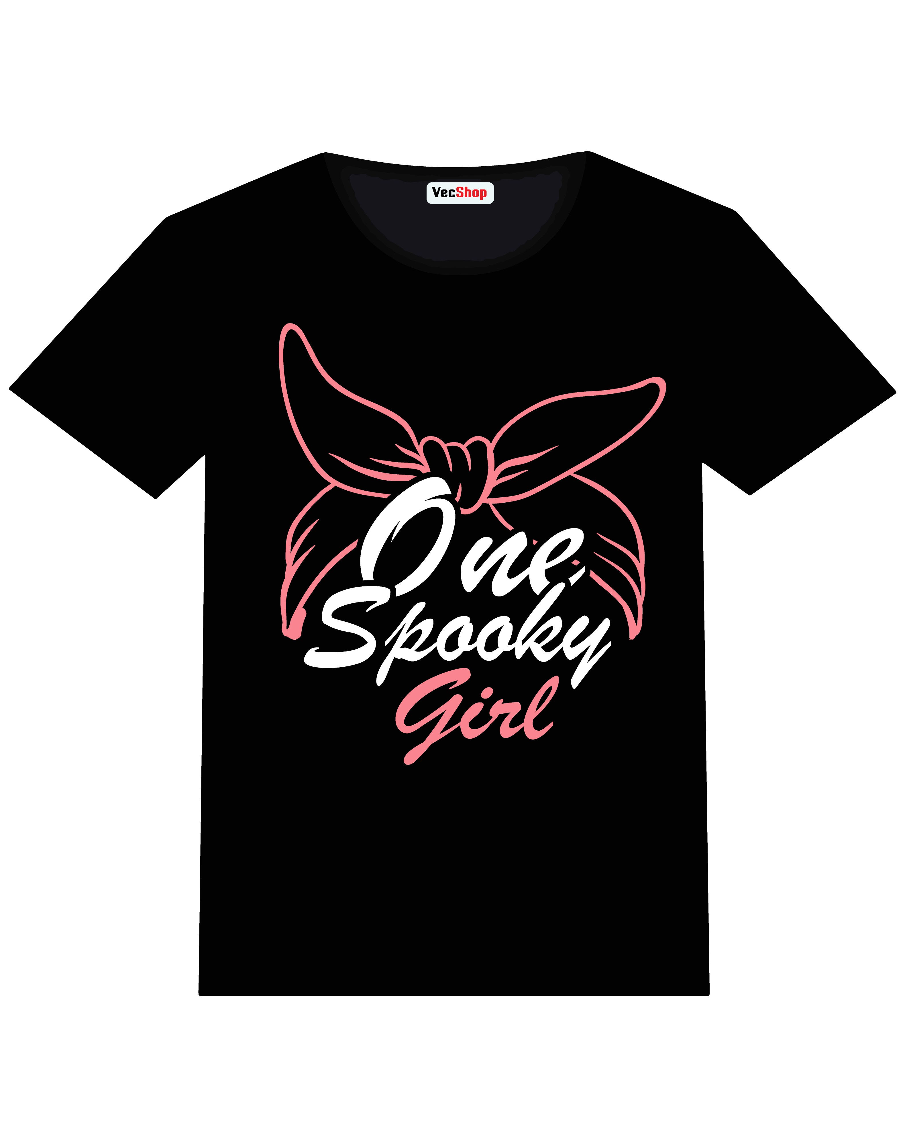 one spooky girl typography printed t shirts