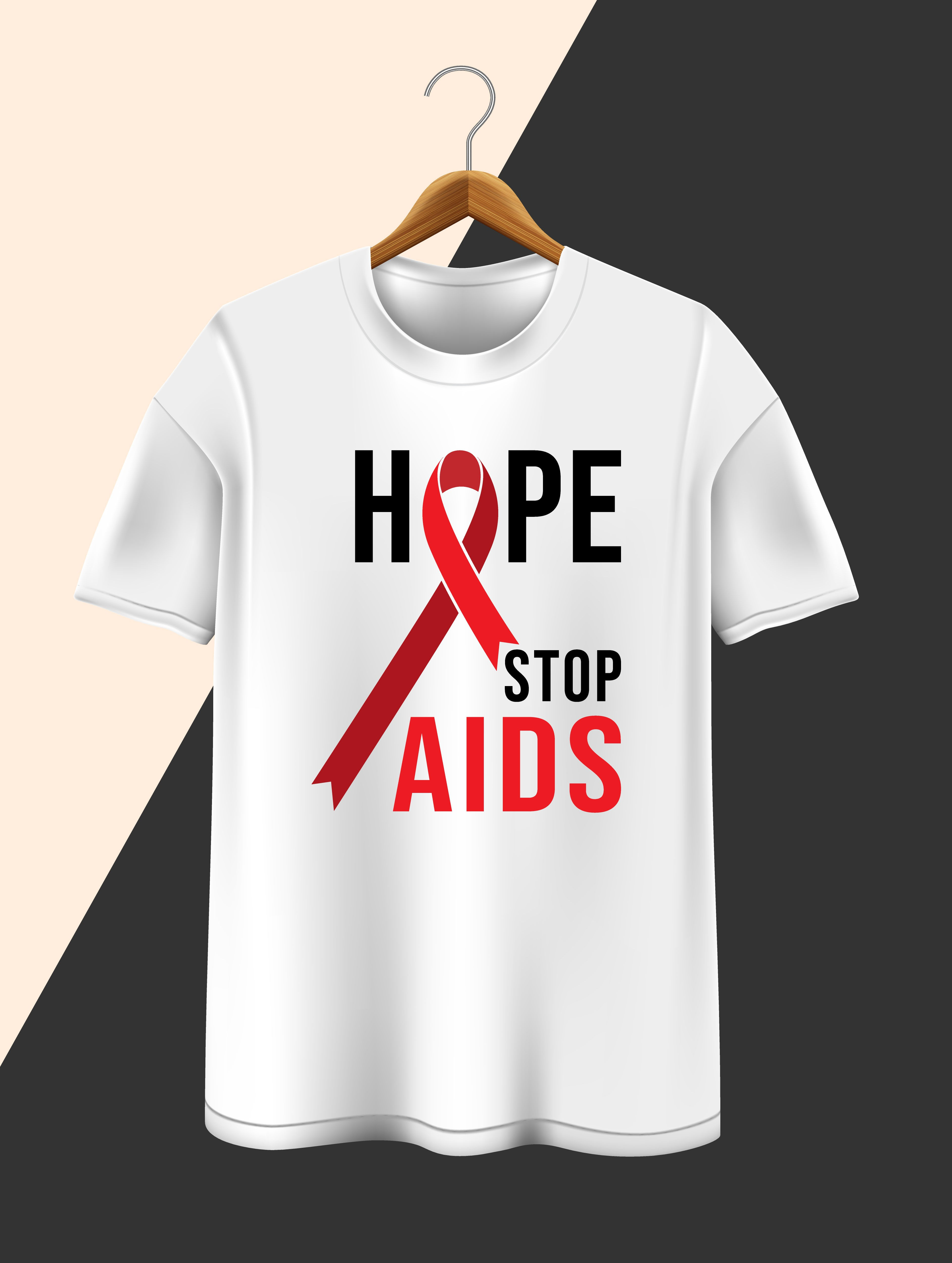 hope stop aids typography printed t shirts