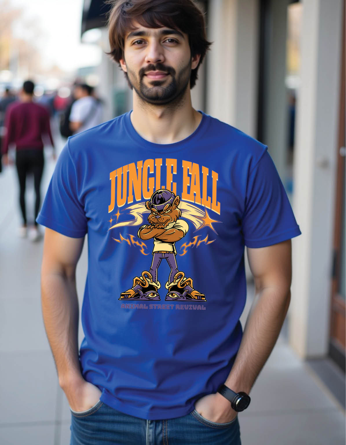 Asphalt Fang Standard Tee with Urban Wolf Print in Black Ink