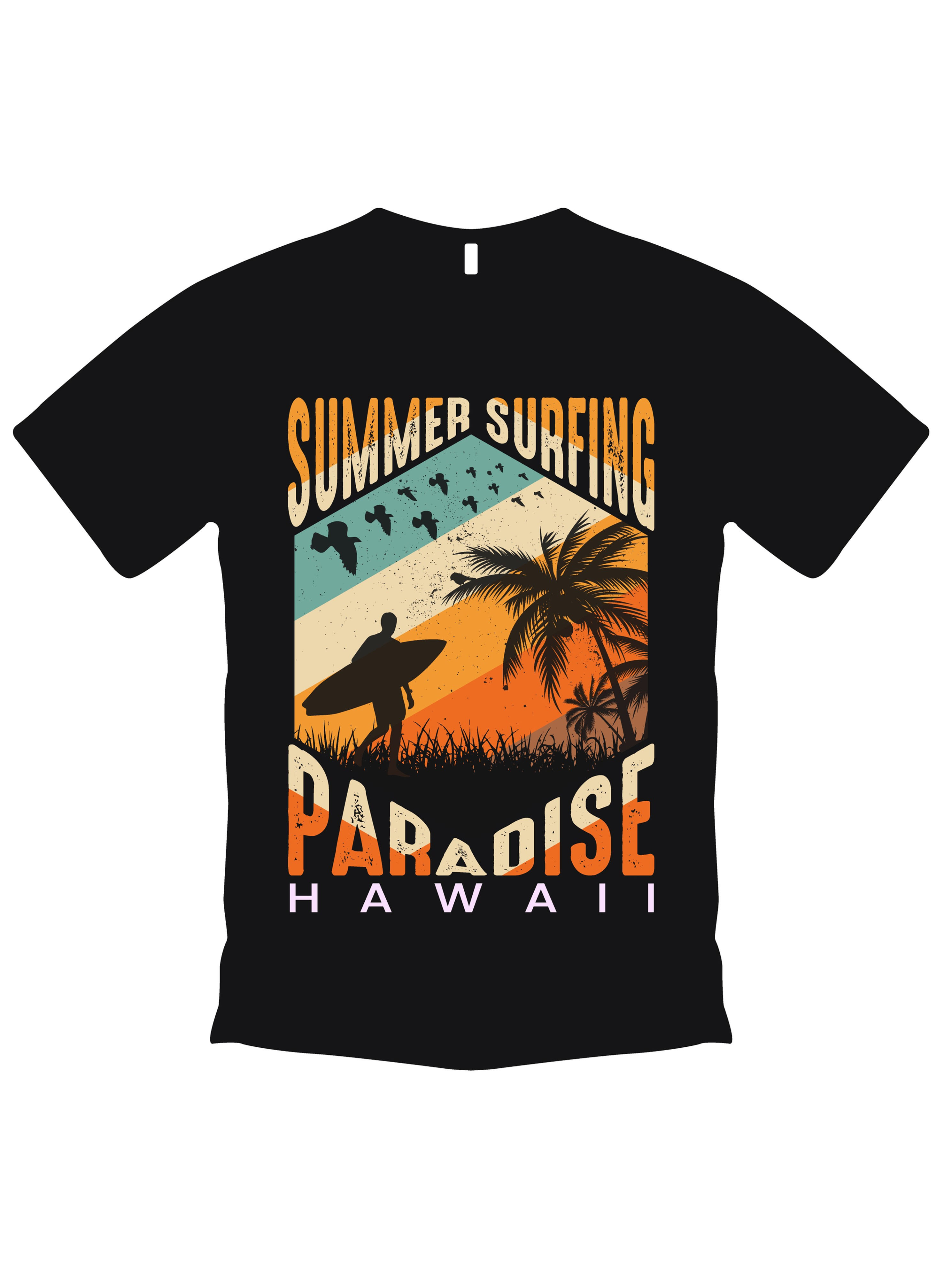 Summer surfing paradise hawaii typography t shirt