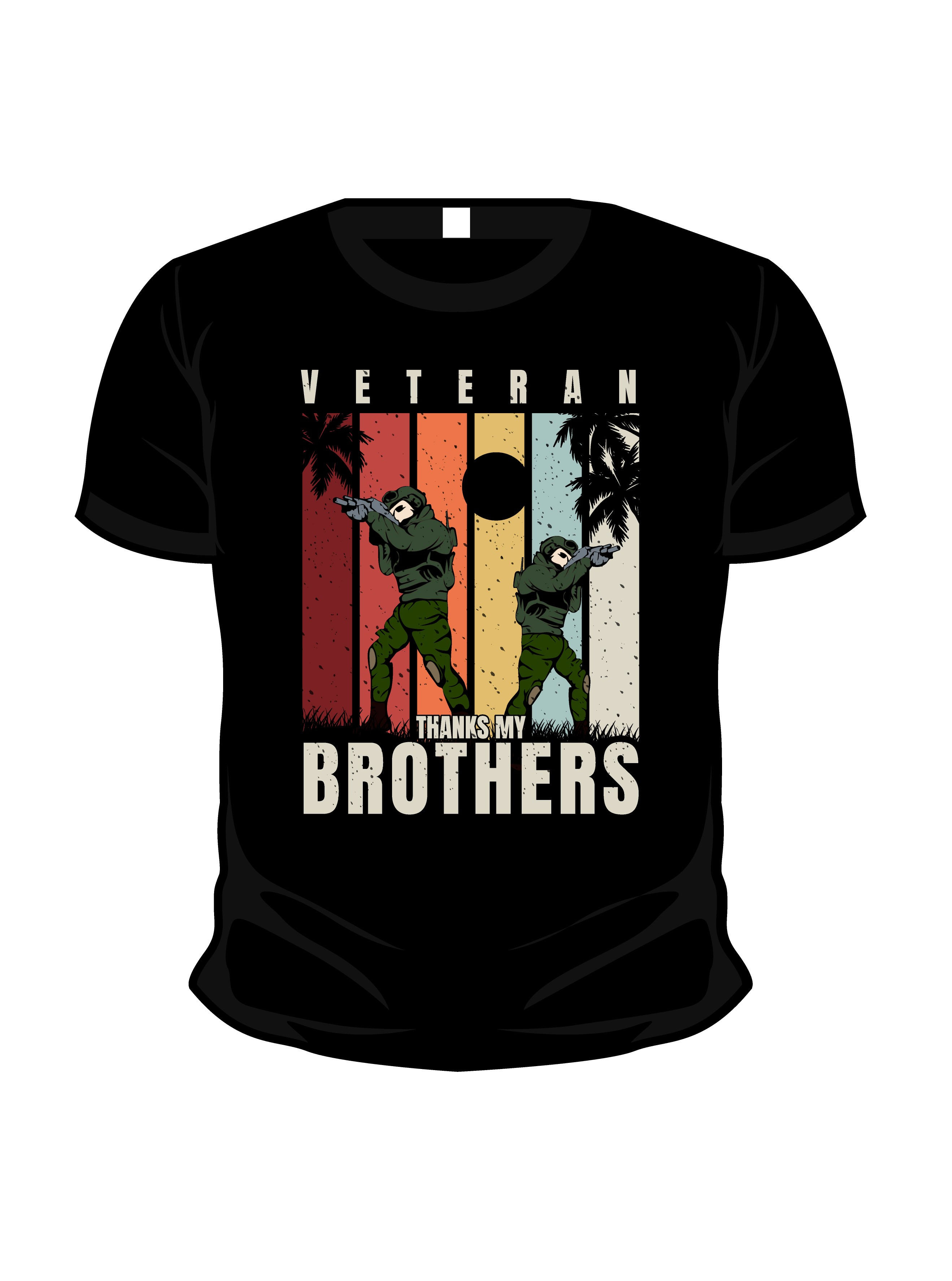 Veteran thanks my brothers typography printed t shirts