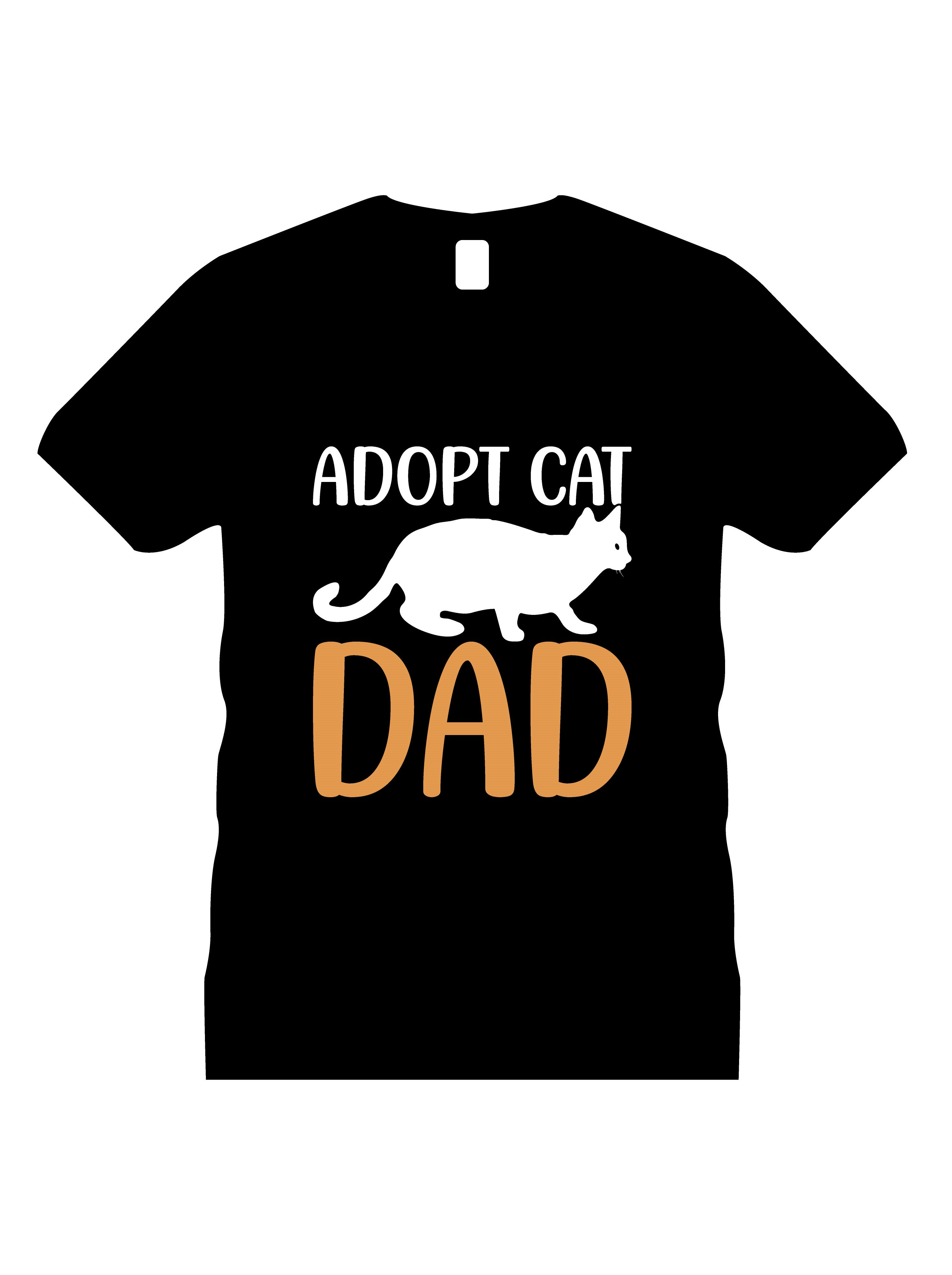 adopt cat dad graphic printed t shirt.