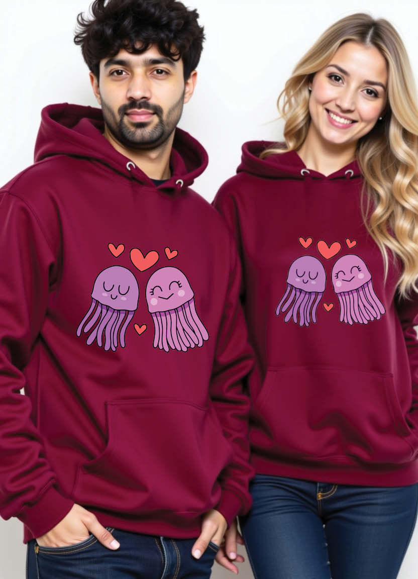 Thumbnail: You’re My Forever Beginning” – Romantic Typography Printed Couple Hoodie
