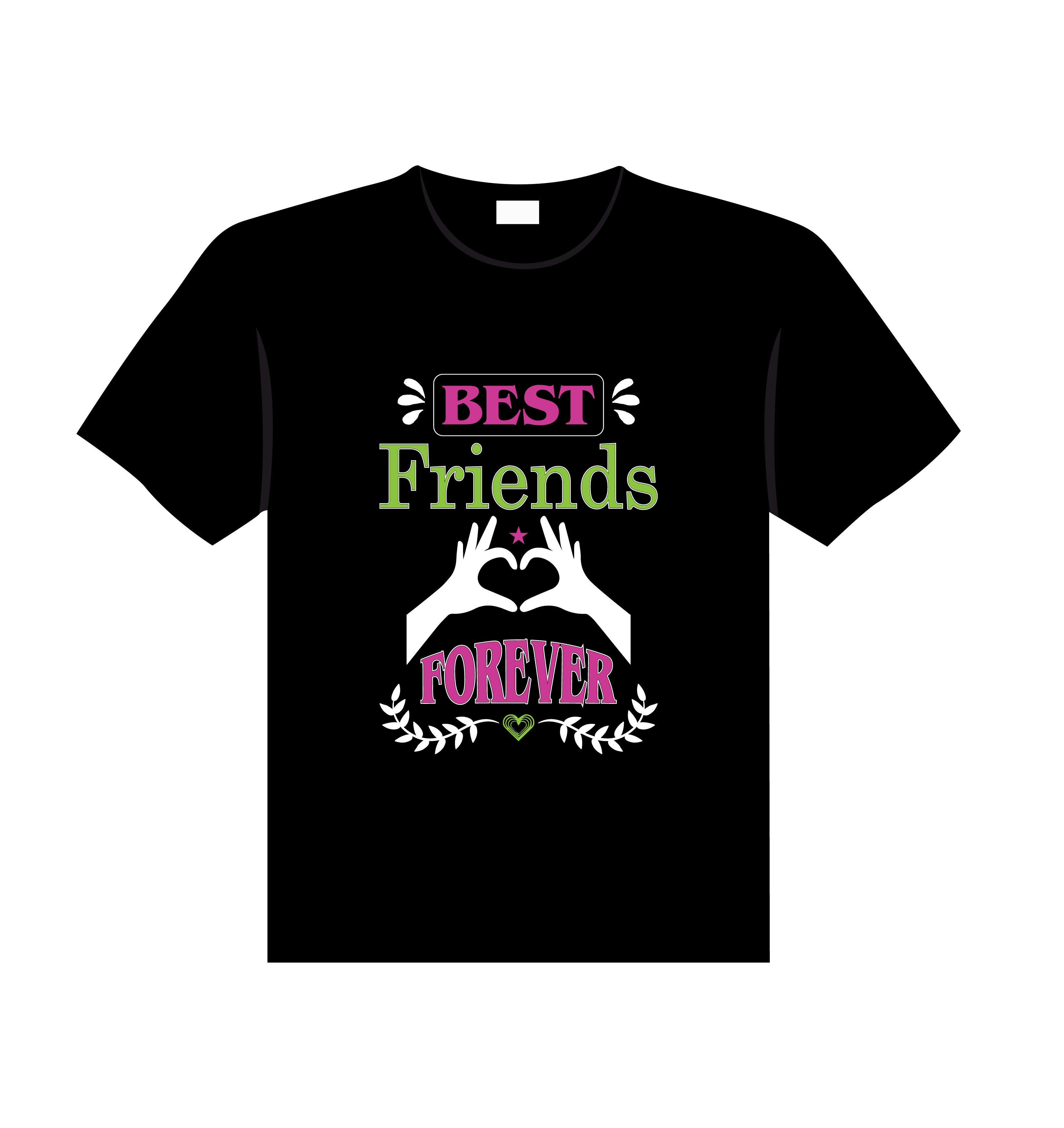 best friends forever typography printed t shirt