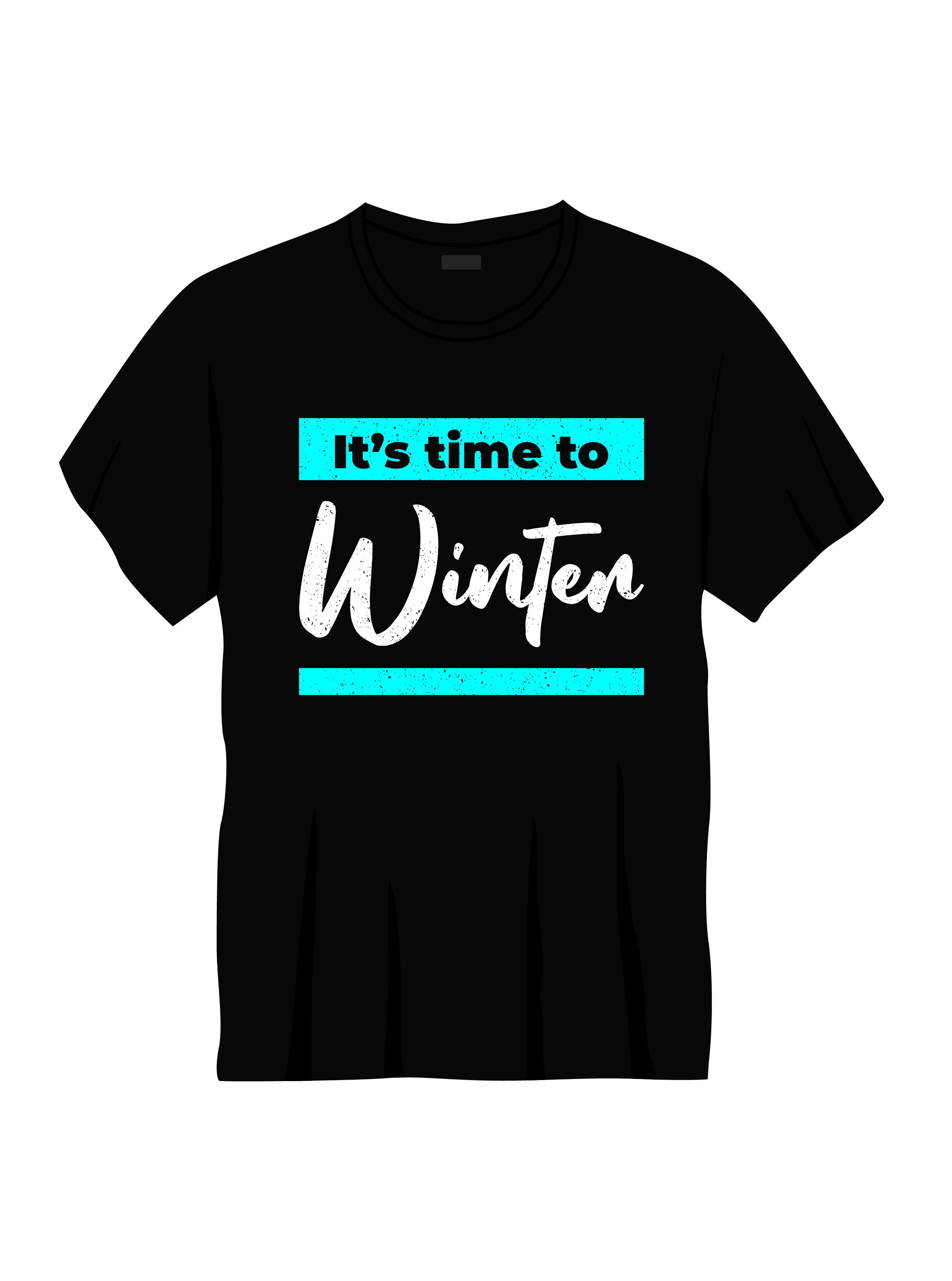 its time to winter typography printed t shirts