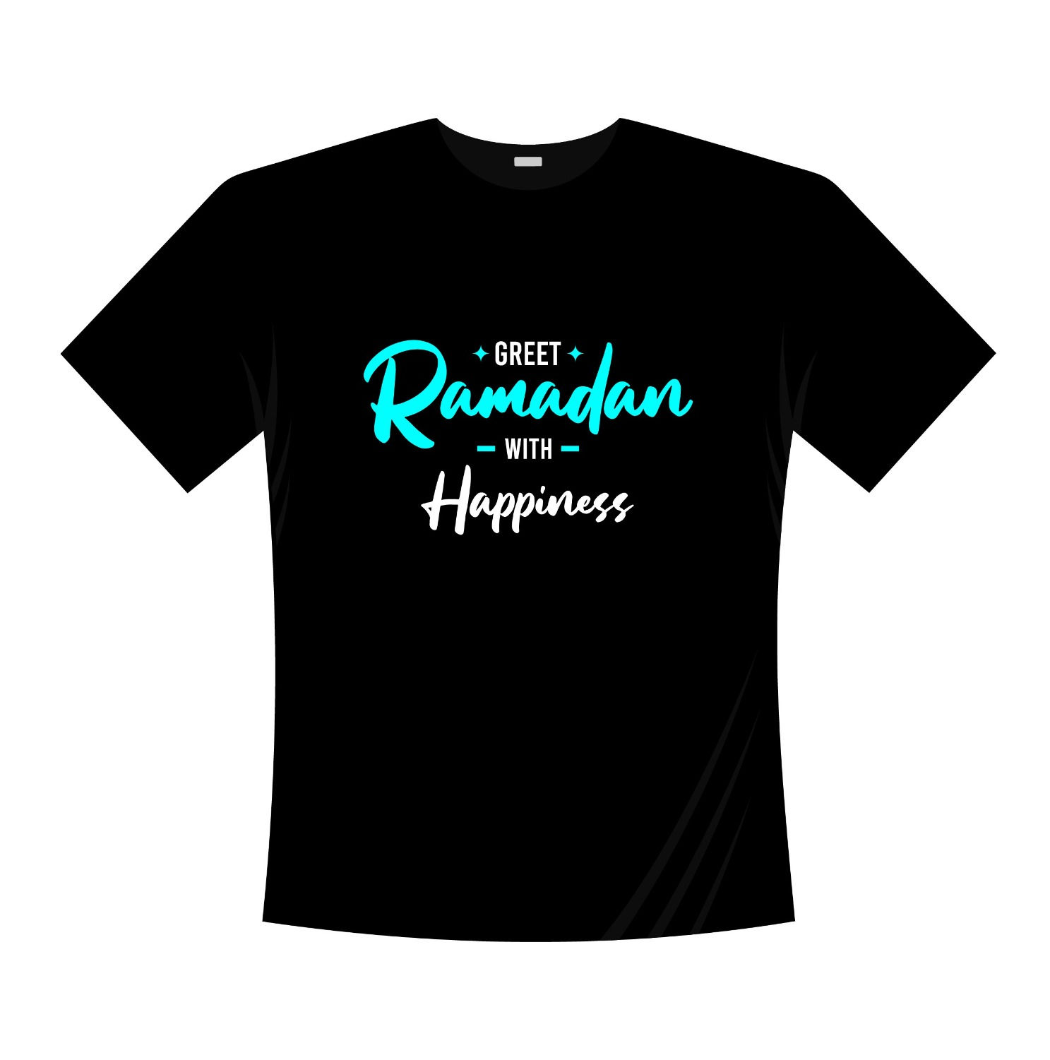 greet ramadan with happiness typography printed t shirts