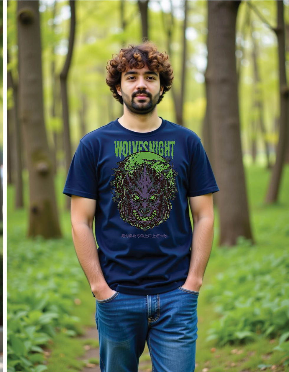Thumbnail: Razor Fang Classic Tee with Sharp Wolf Graphic in Black Ink