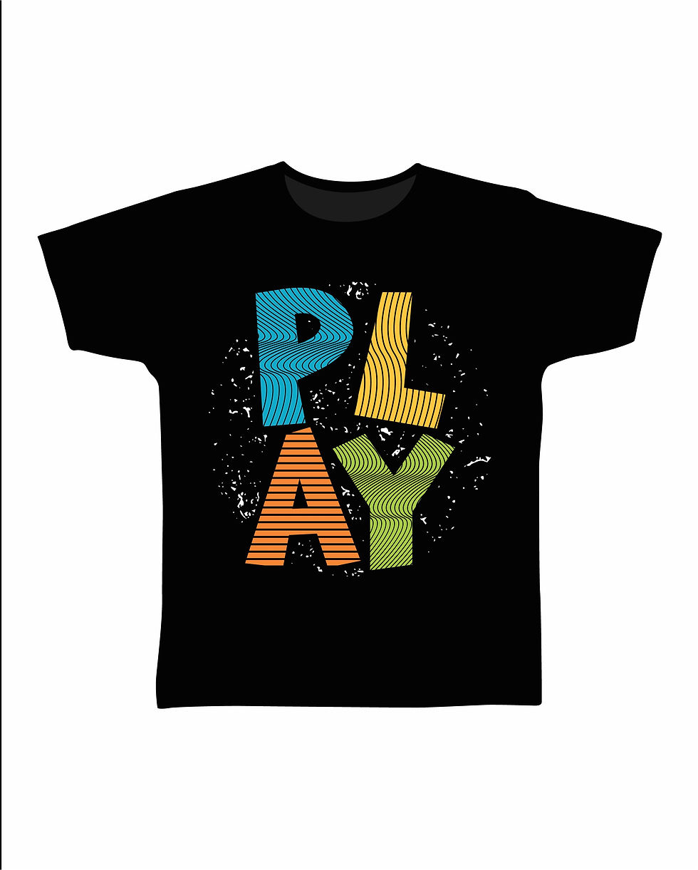 Thumbnail: Pretty bunny cartoon, play all day, play nice kids t shirts 100% cotton.