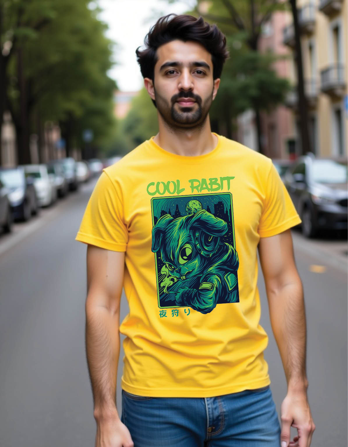 Gritty Fang Regular Fit T-Shirt with Raw Wolf Street Print