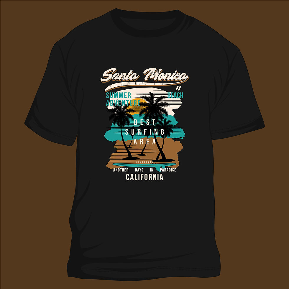 Santa monica beach summer advencherbest surfing area typography printed t shir
