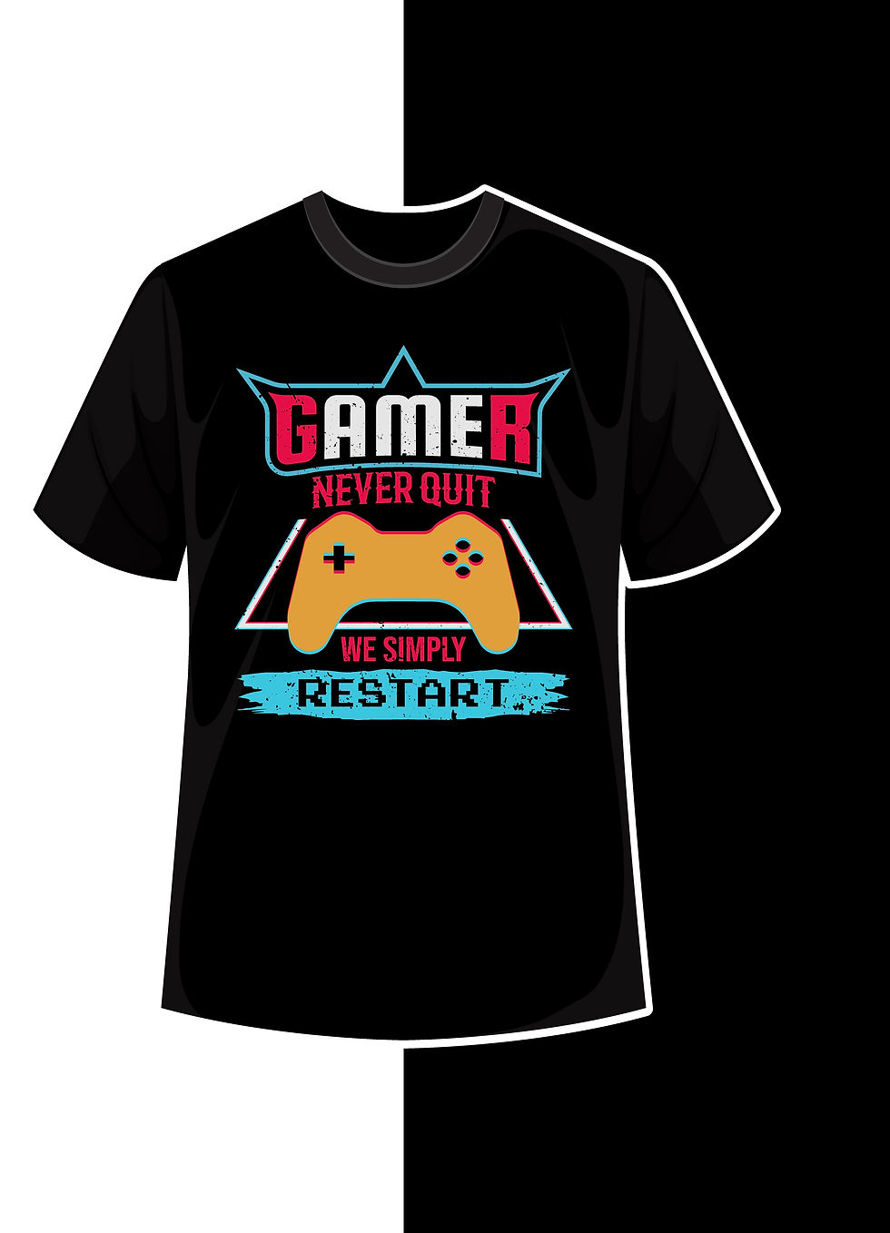 gamer never quit we simply restart graphic printed t shirts gamer print t shirts