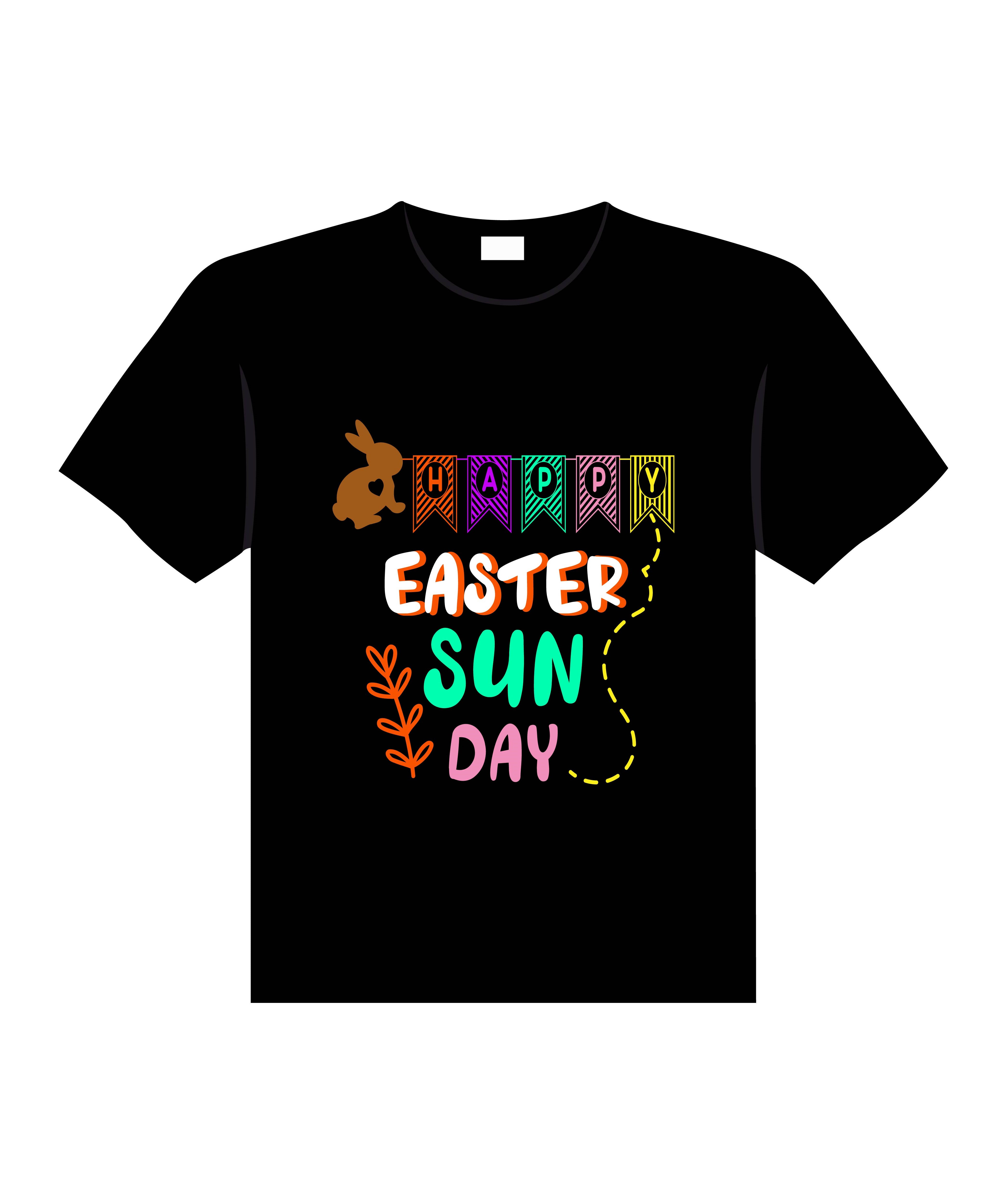 happy easter sunday typography printed t shirts
