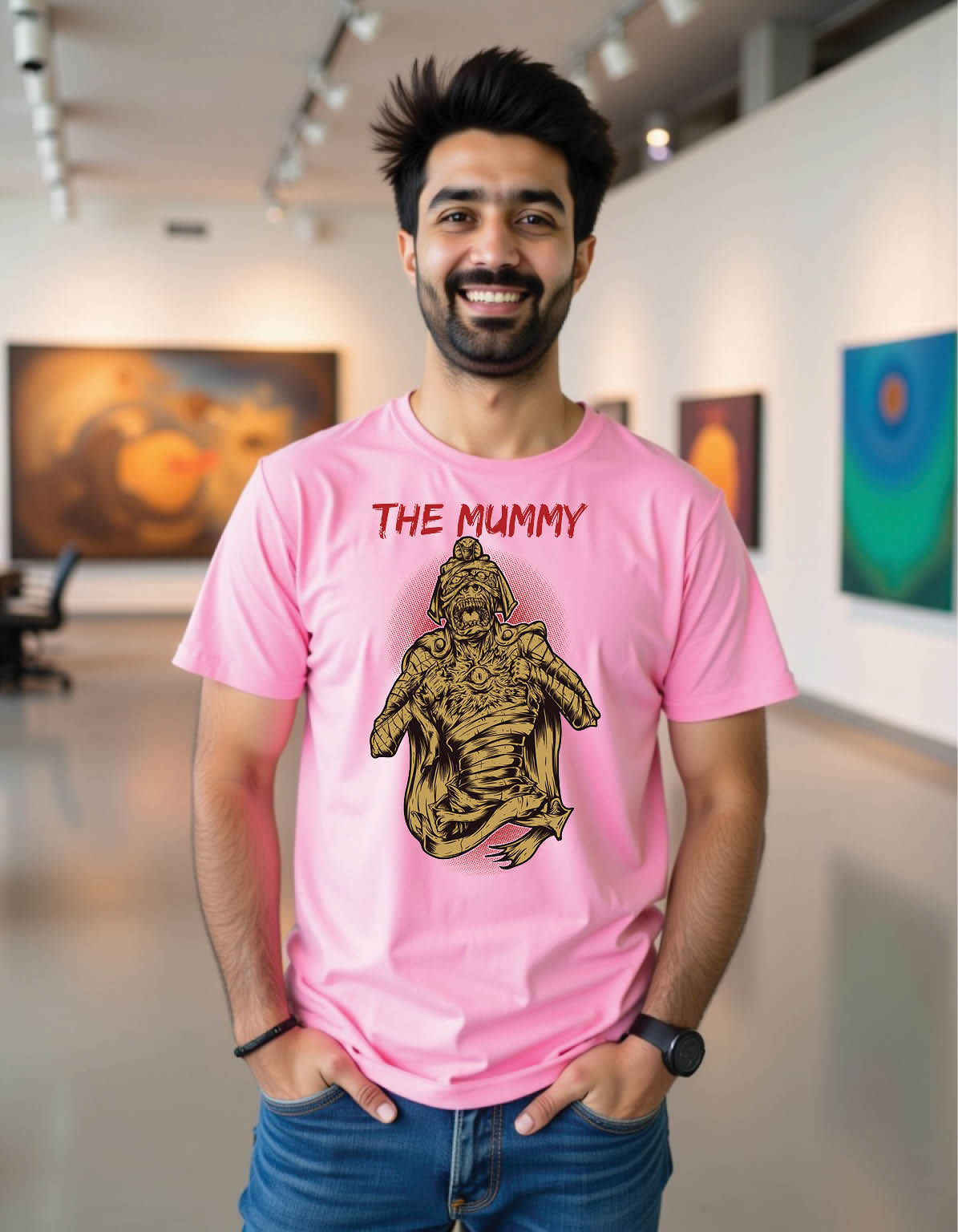 Night Road Regular Shirt with Lunar Path Graphic in Color Ink