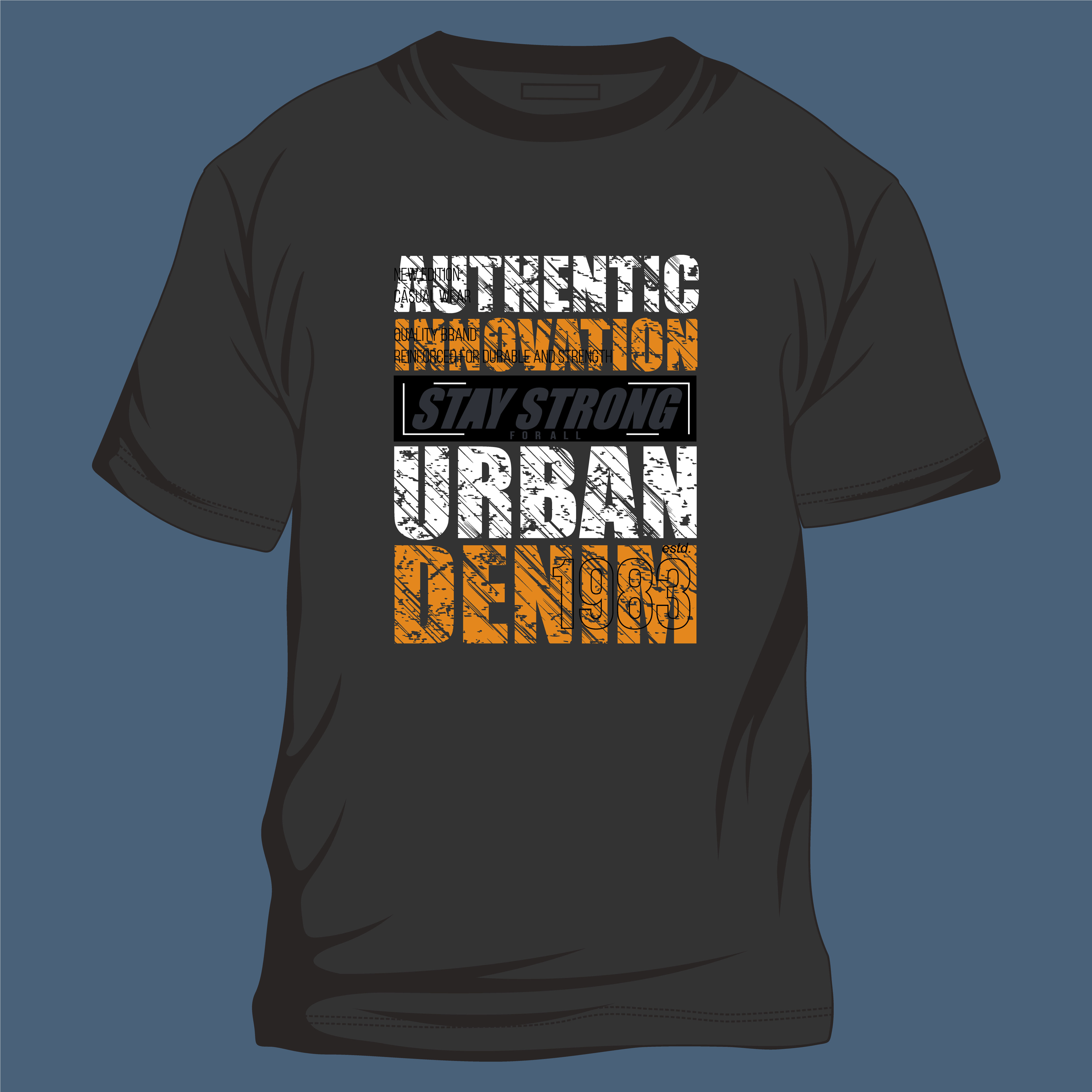 authentic innovation urban denim typography printed t shirts