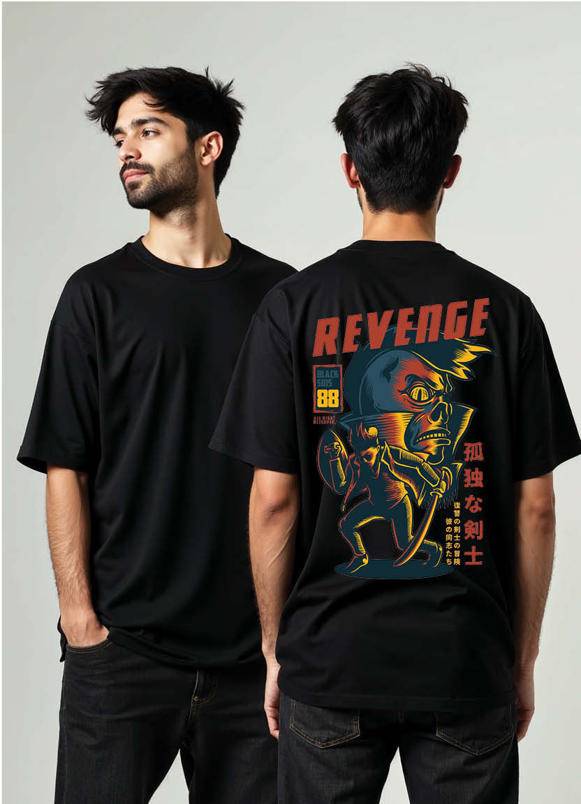 Chaos Vibes Oversized T-Shirt with Punk-Inspired Streetwear Art Prints