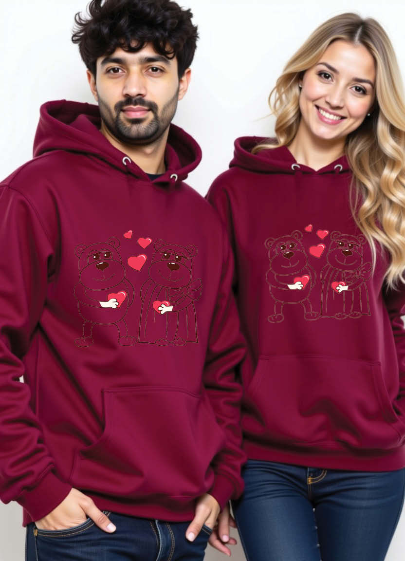 Thumbnail: Romance in Rohtak – Haryana Style Desi Couple Hoodies for Bold Love Duos