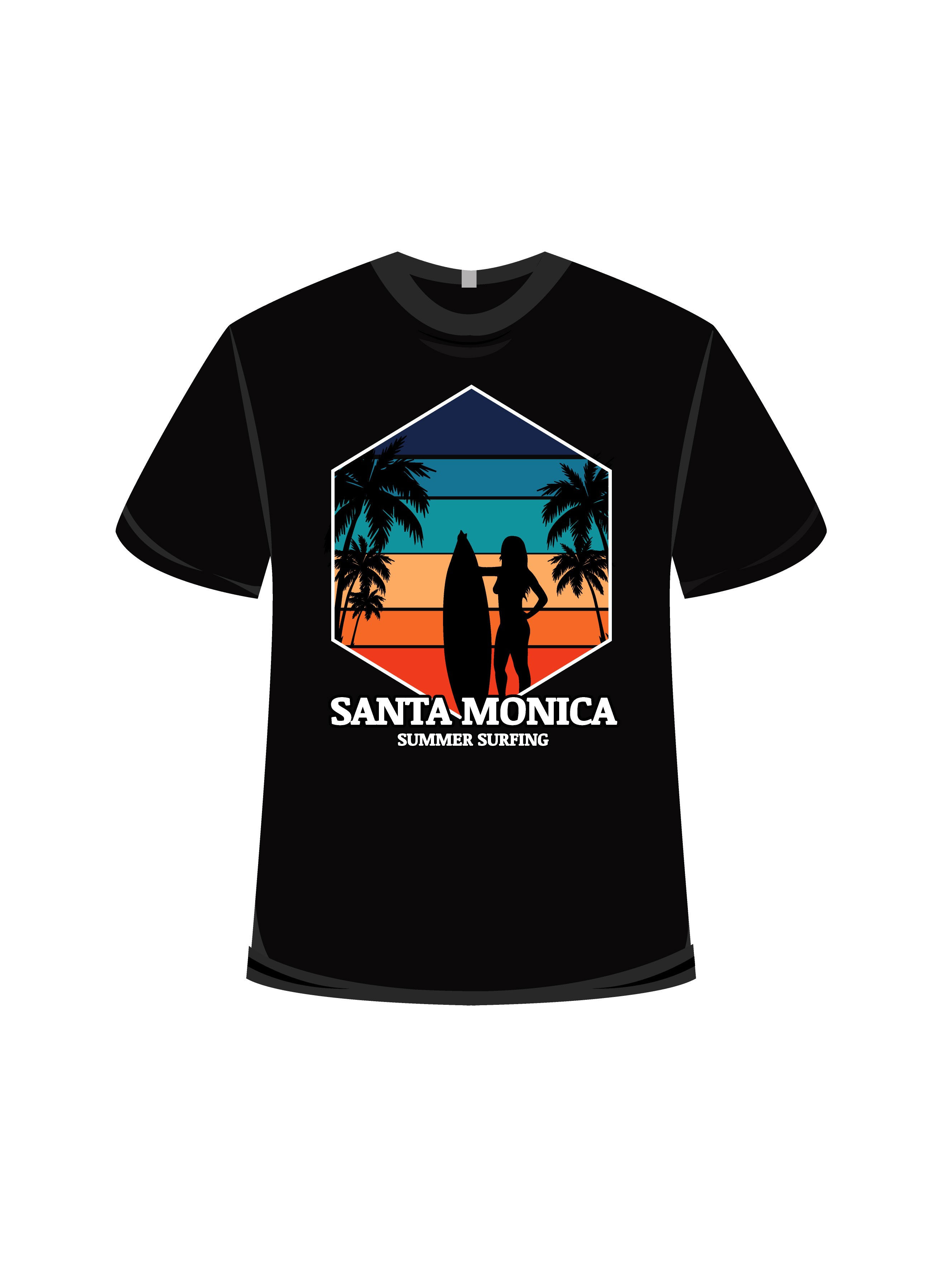 Santa monica summer surfing typography t shirt