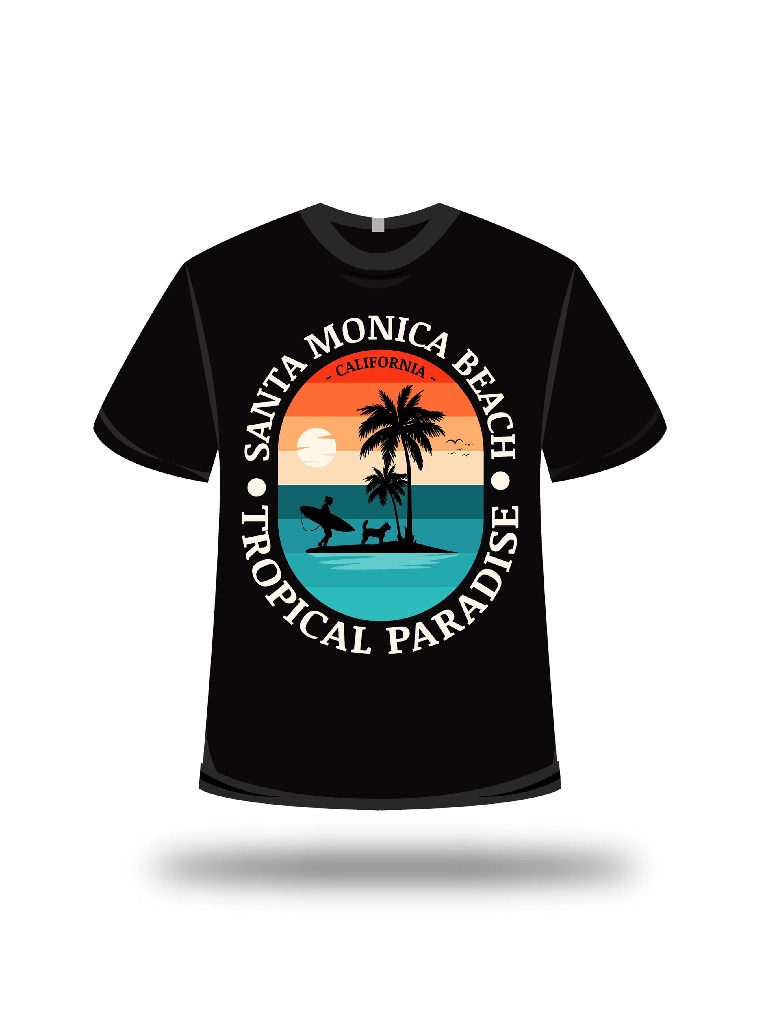 Santa monica beach tropical paradise typography tshirt