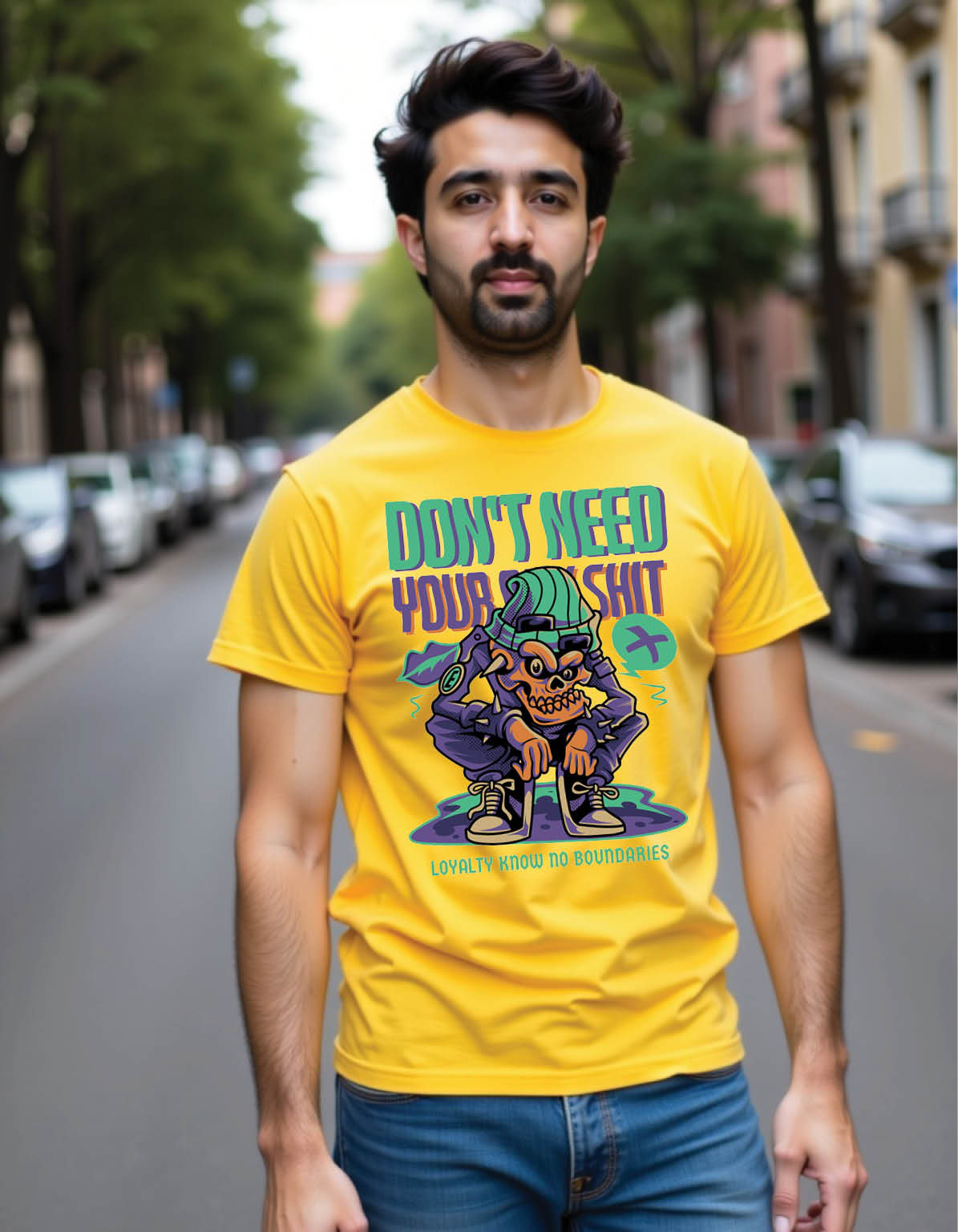 Fearless Spirit Graphic Tee in Regular Fit with Bold Quote and Art