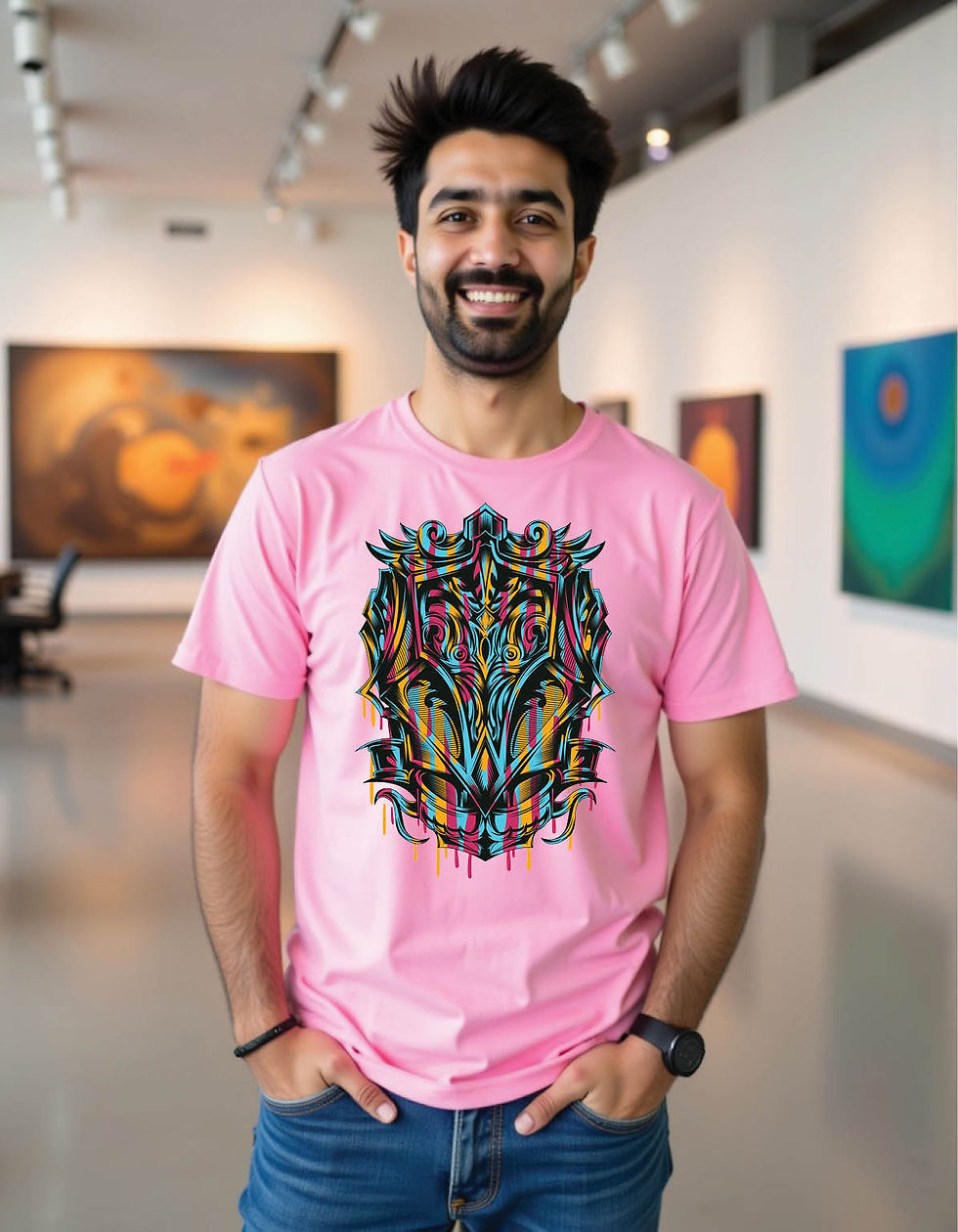 Alien World Graphic Tee in Regular Fit with Surreal Outer Space Print