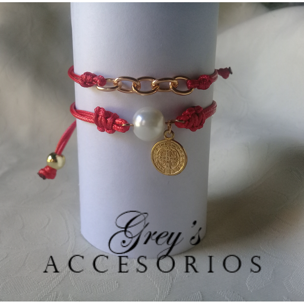 Miniatura: Dúo de Brazaletes rojo y dorado / Red and gold bracelets