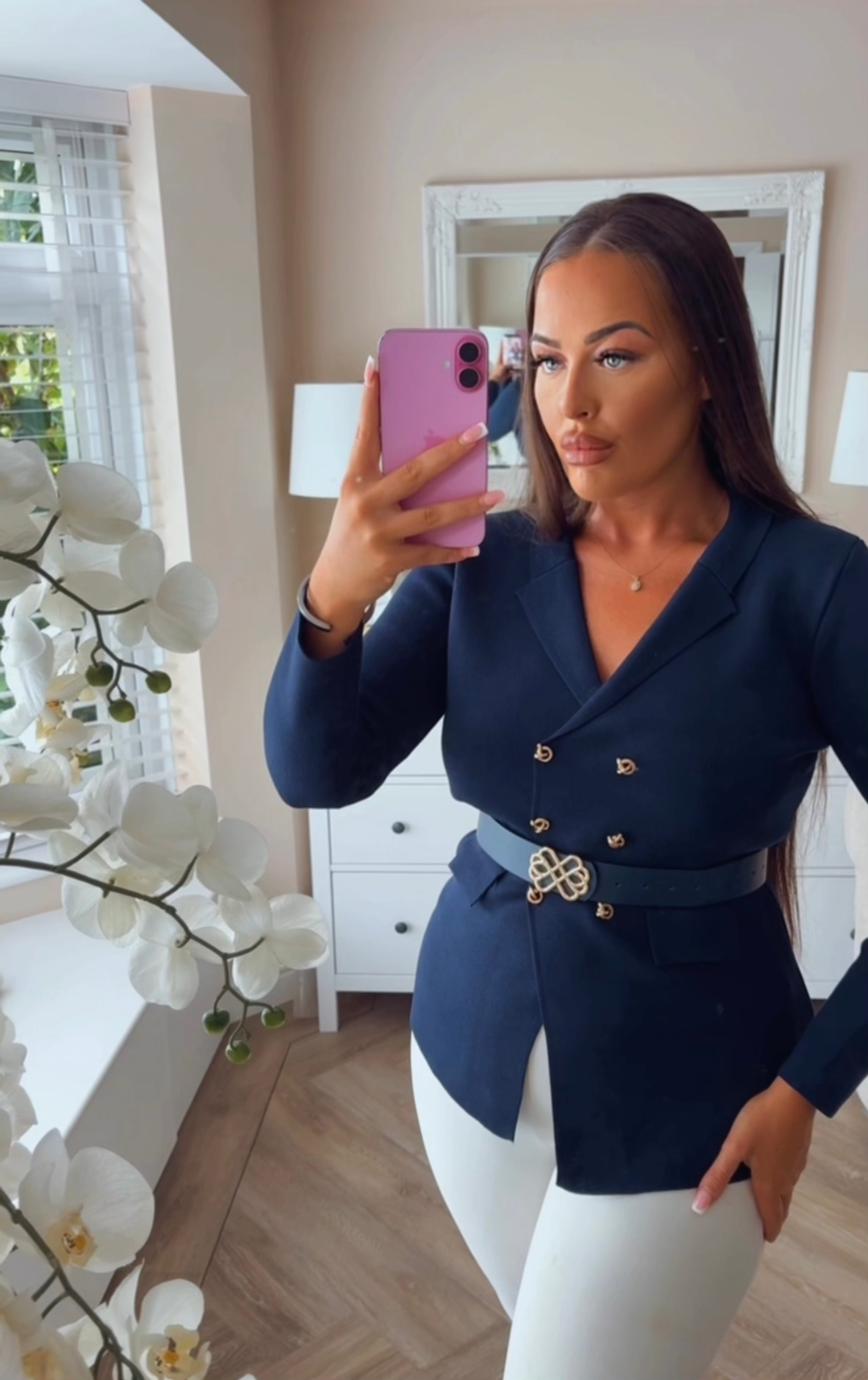 Navy Belted Jacket