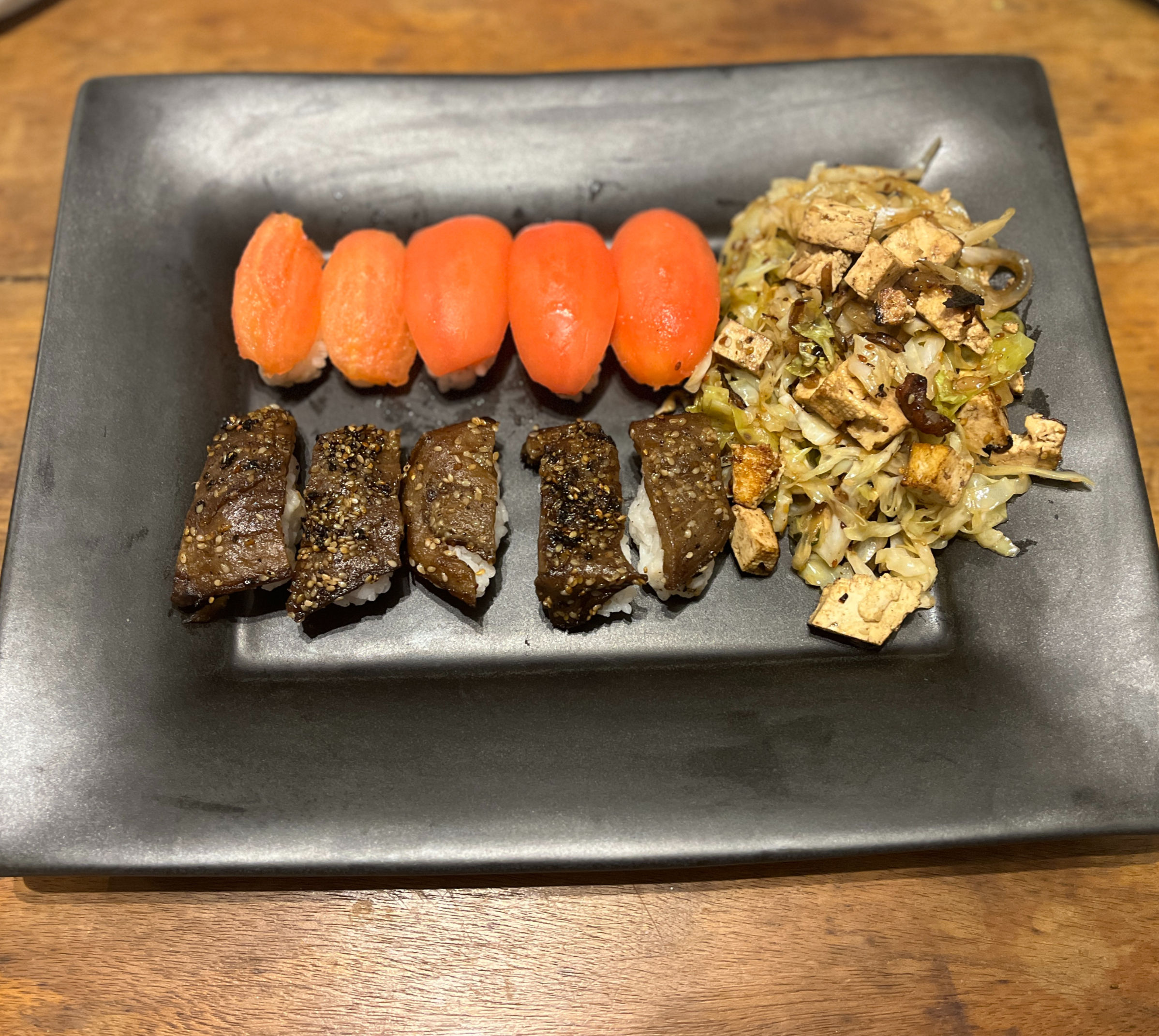 Vegetarian Sushi with Tofu Teriyaki salad