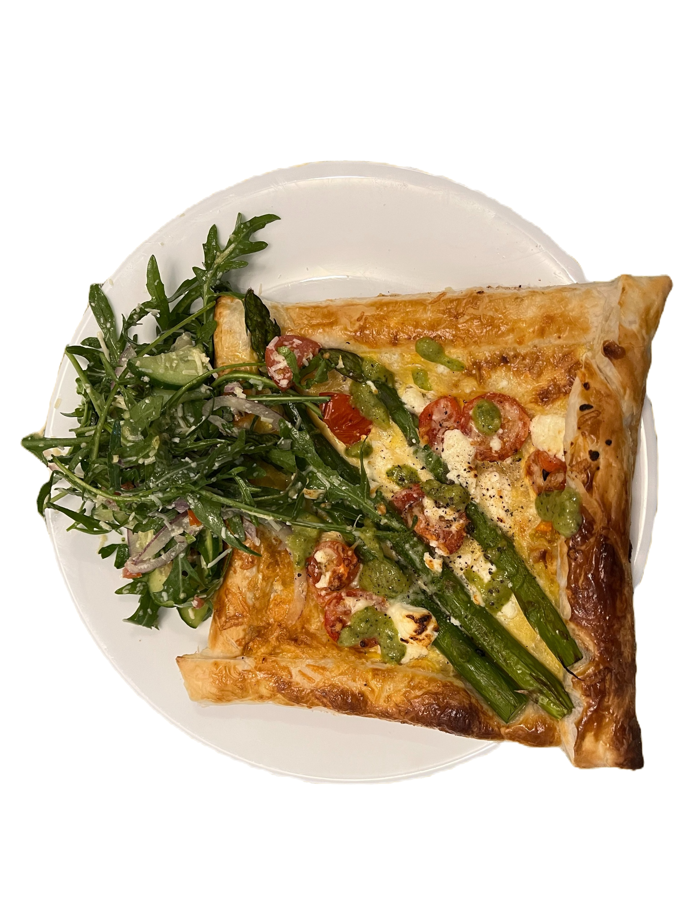 Asparagus & goat cheese tart with salad