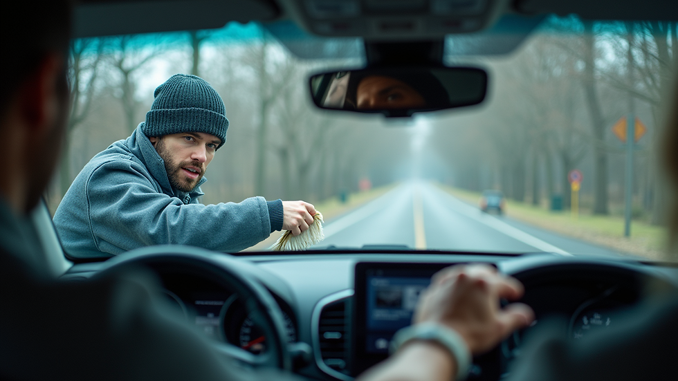 Vue en plongée d'un professionnel en train de nettoyer l'intérieur d'une voiture