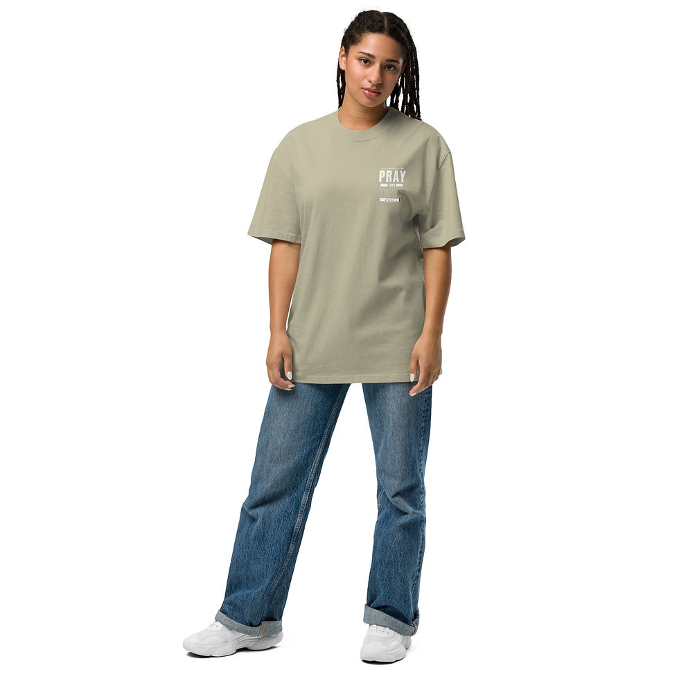 Thumbnail: Pray Then Trade Oversized faded t-shirt