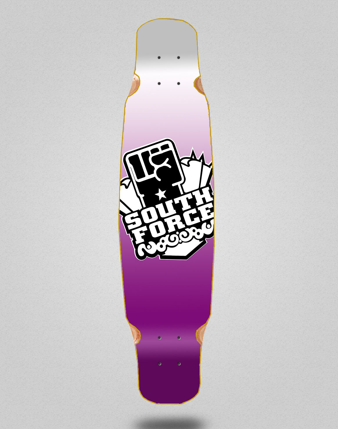 South force Logo purple white longboard deck bamboo dance 46x9