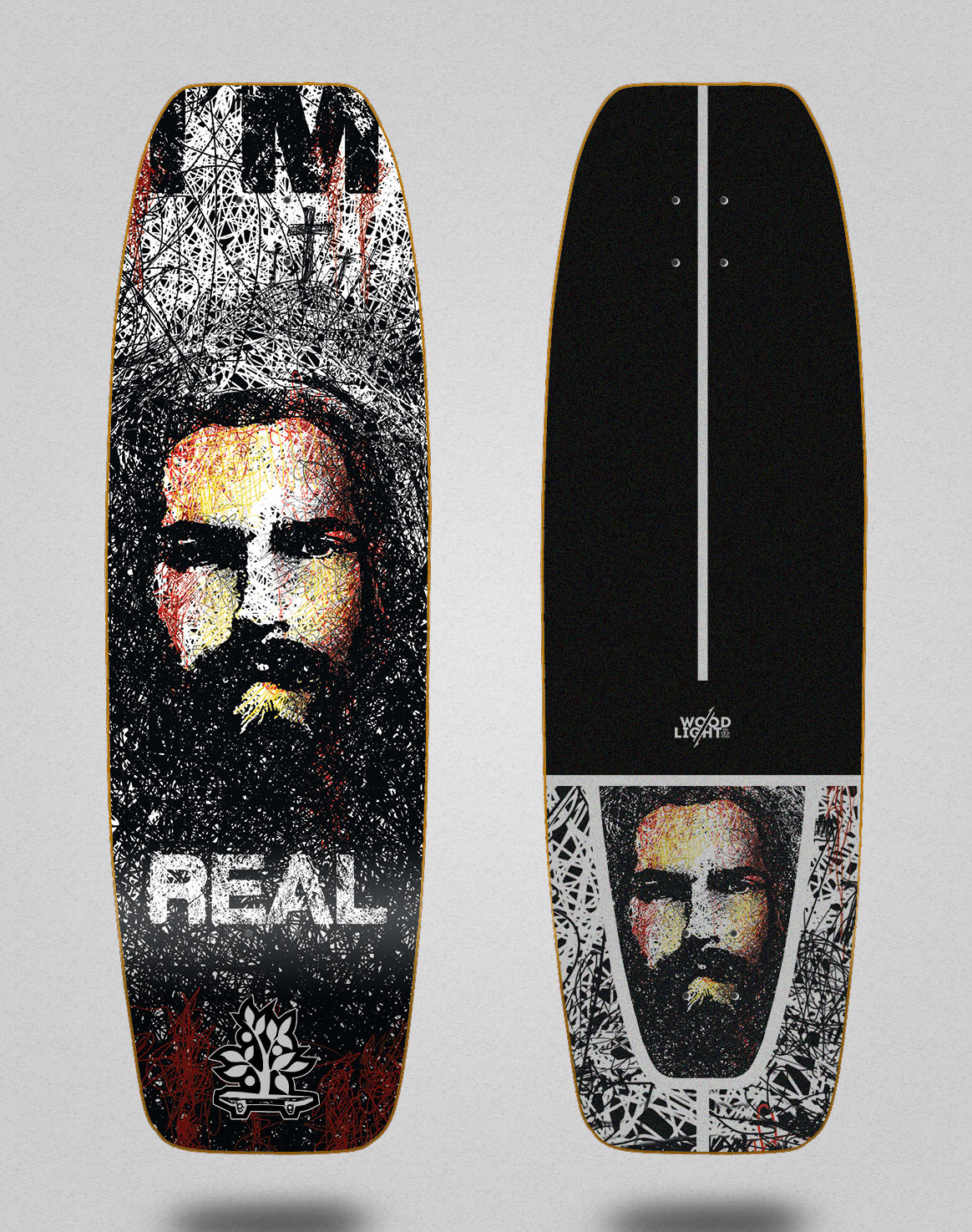 Wood light surfskate deck - Biblic Real 32 tail nose