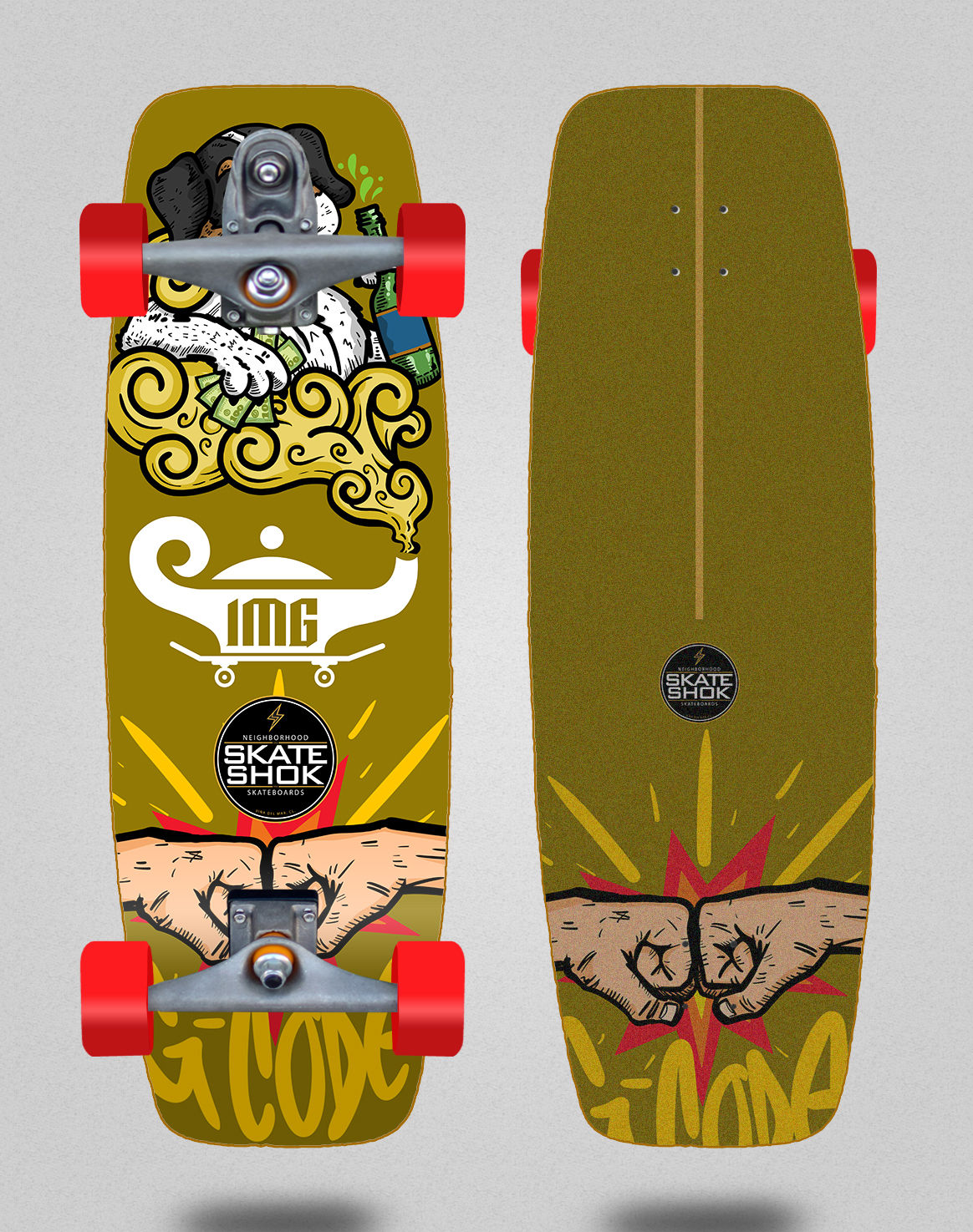 Skate Shok surfskate T12 trucks G-Code yellow 27.25