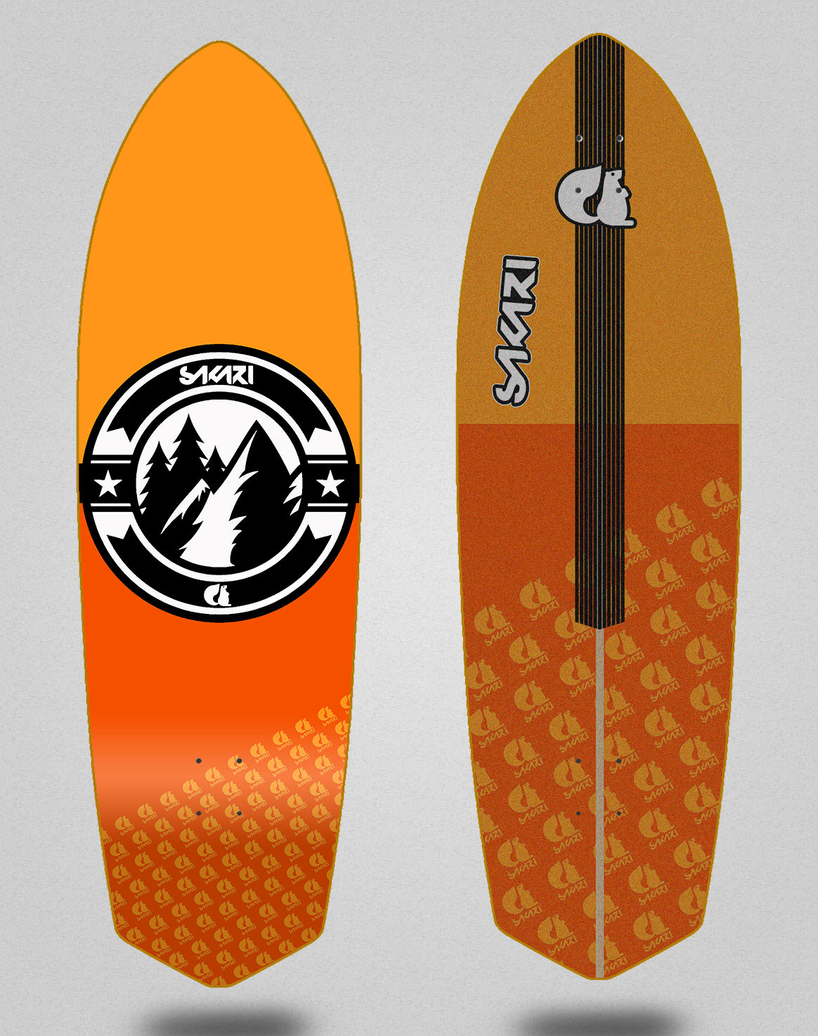 Sakari surfskate deck Downhill juice orange 33 sword