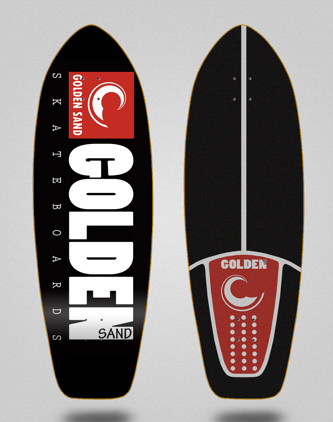 Golden Sand surfskate deck icon black red 31