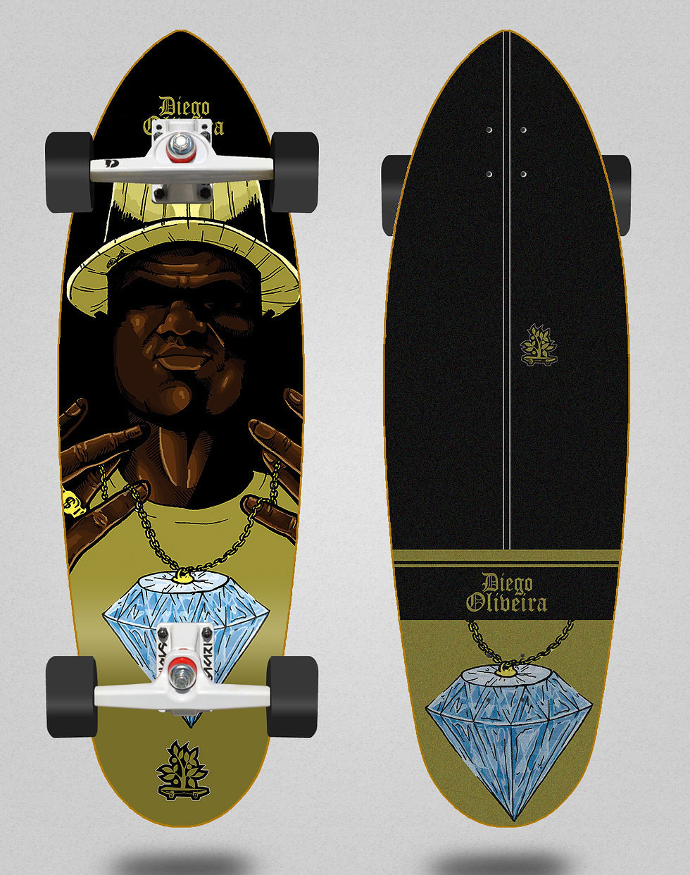 Wood light surfskate SGI trucks - Oliveira Pro Diamond 32,5
