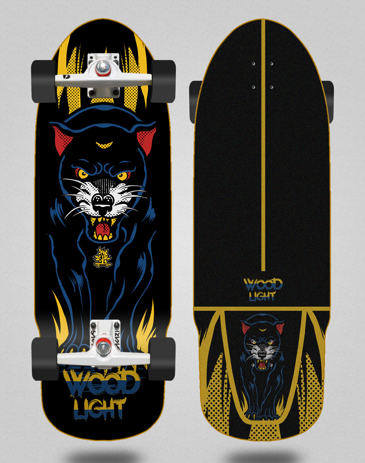 Wood light surfskate SGI trucks Animal fight Panther 32