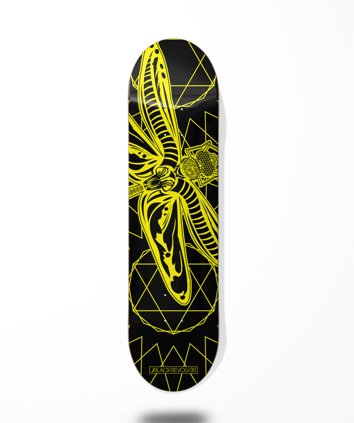Black Revolver skate deck Insecta collective Libelula black yellow