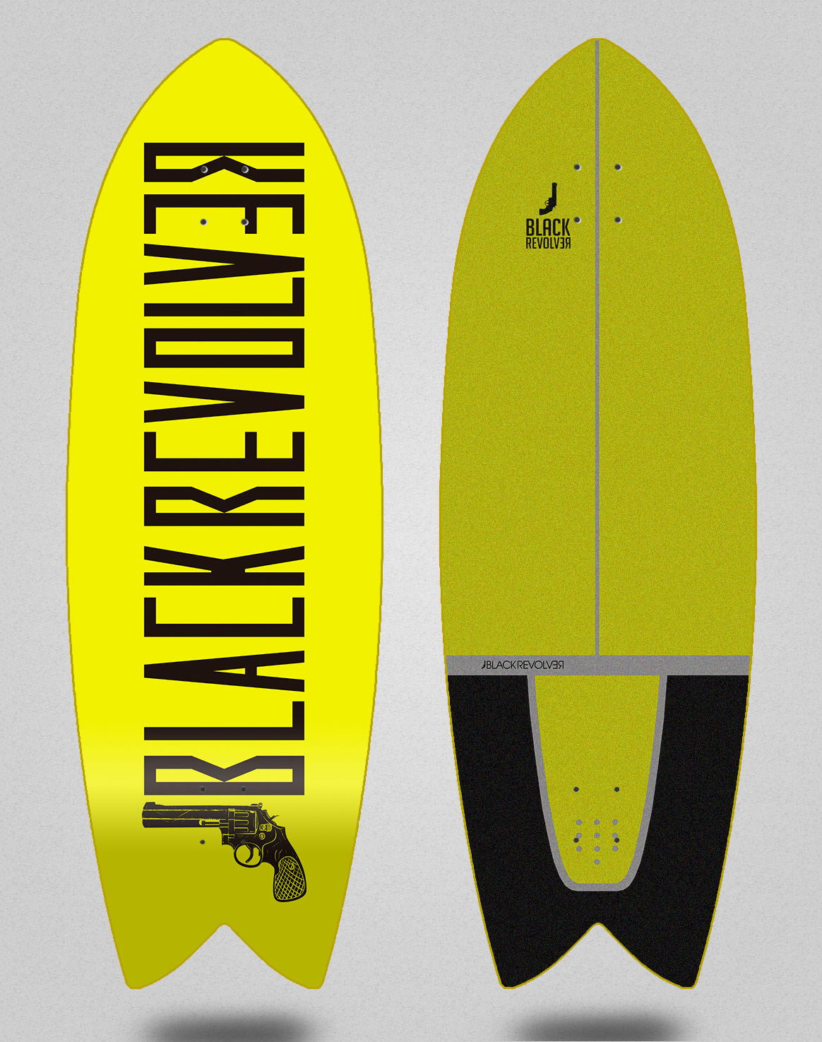 Black Revolver surfskate deck Color yellow 32