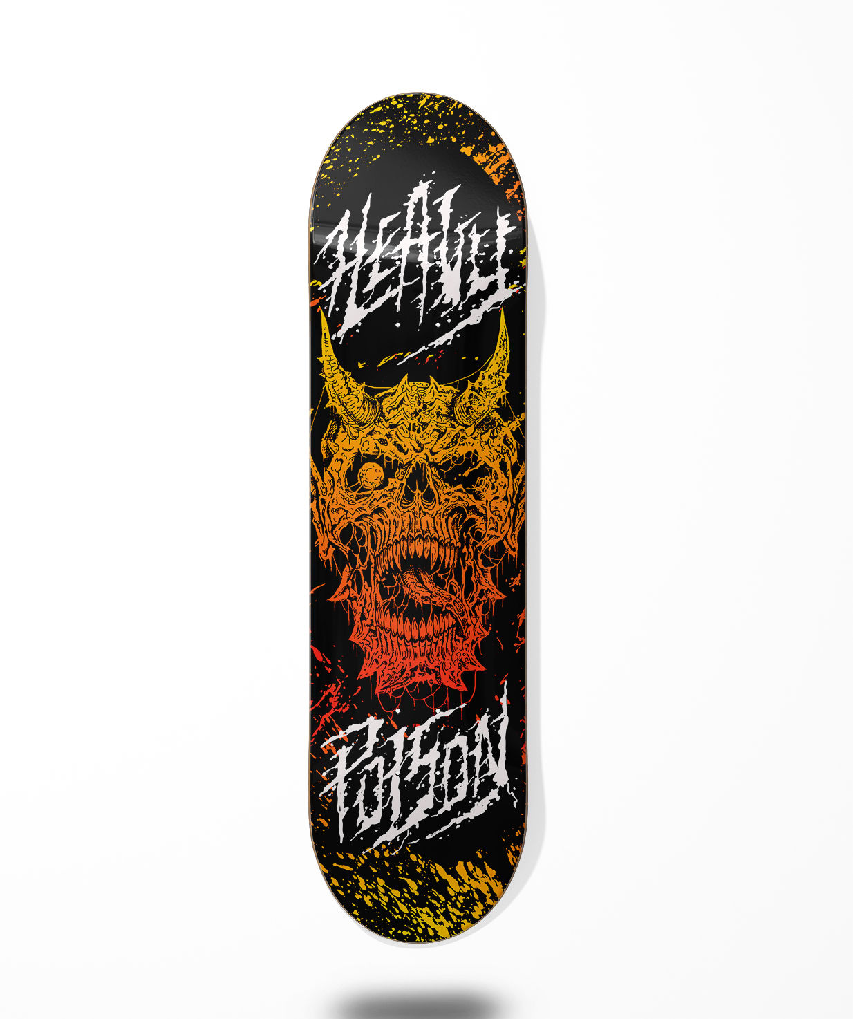 Heavy Poison skate deck Skull Demon On fire