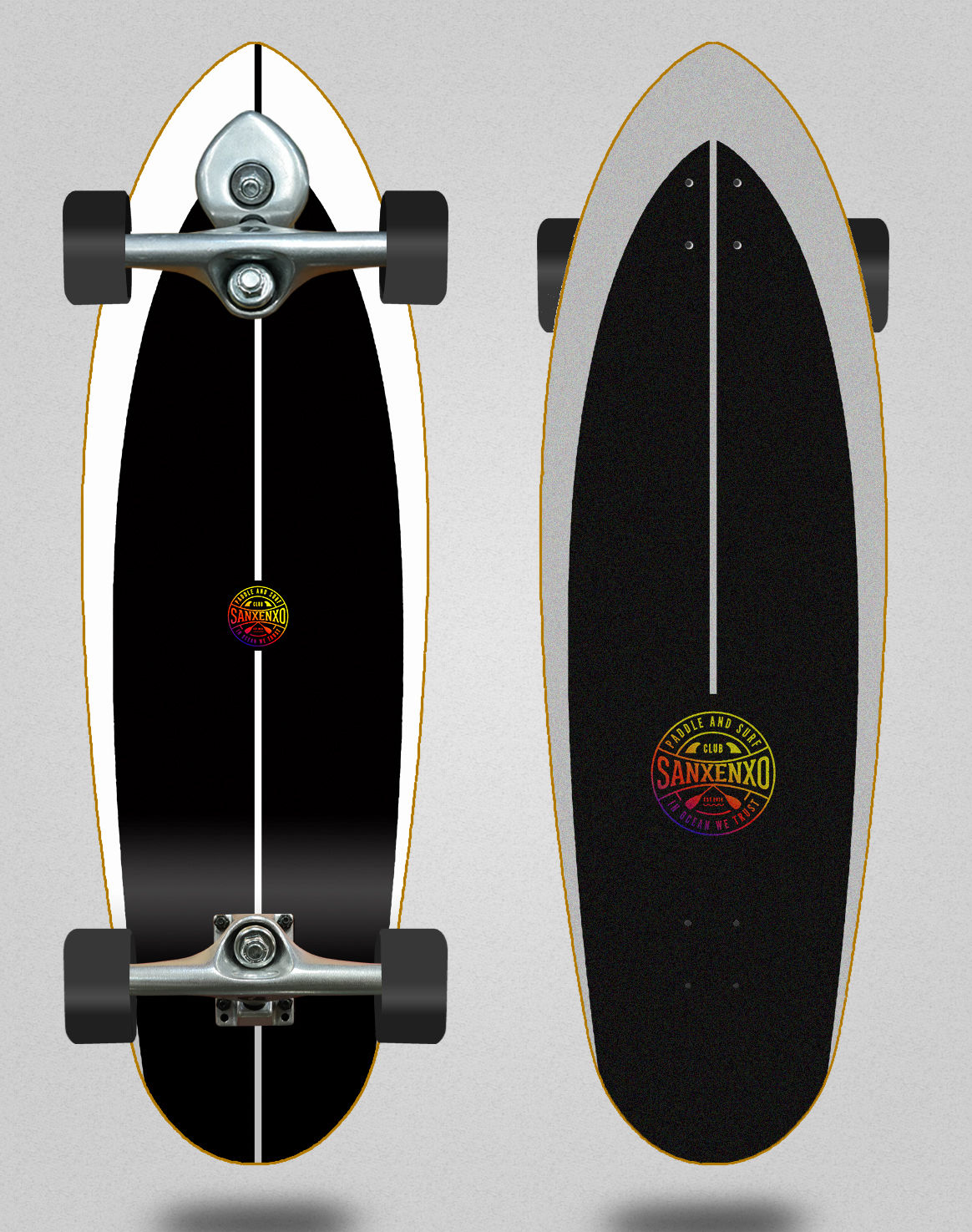Sanxenxo PS surfskate BURI trucks - Black and white 32.5