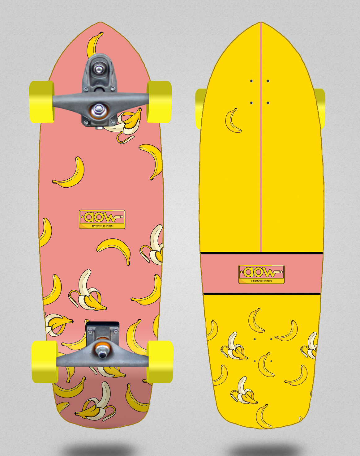 Aow surfskate T12 trucks Banana pink 34