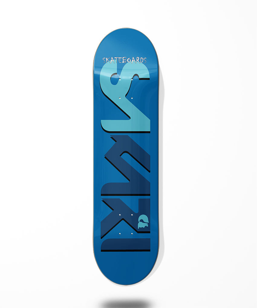 Sakari Logo blue blue skate deck
