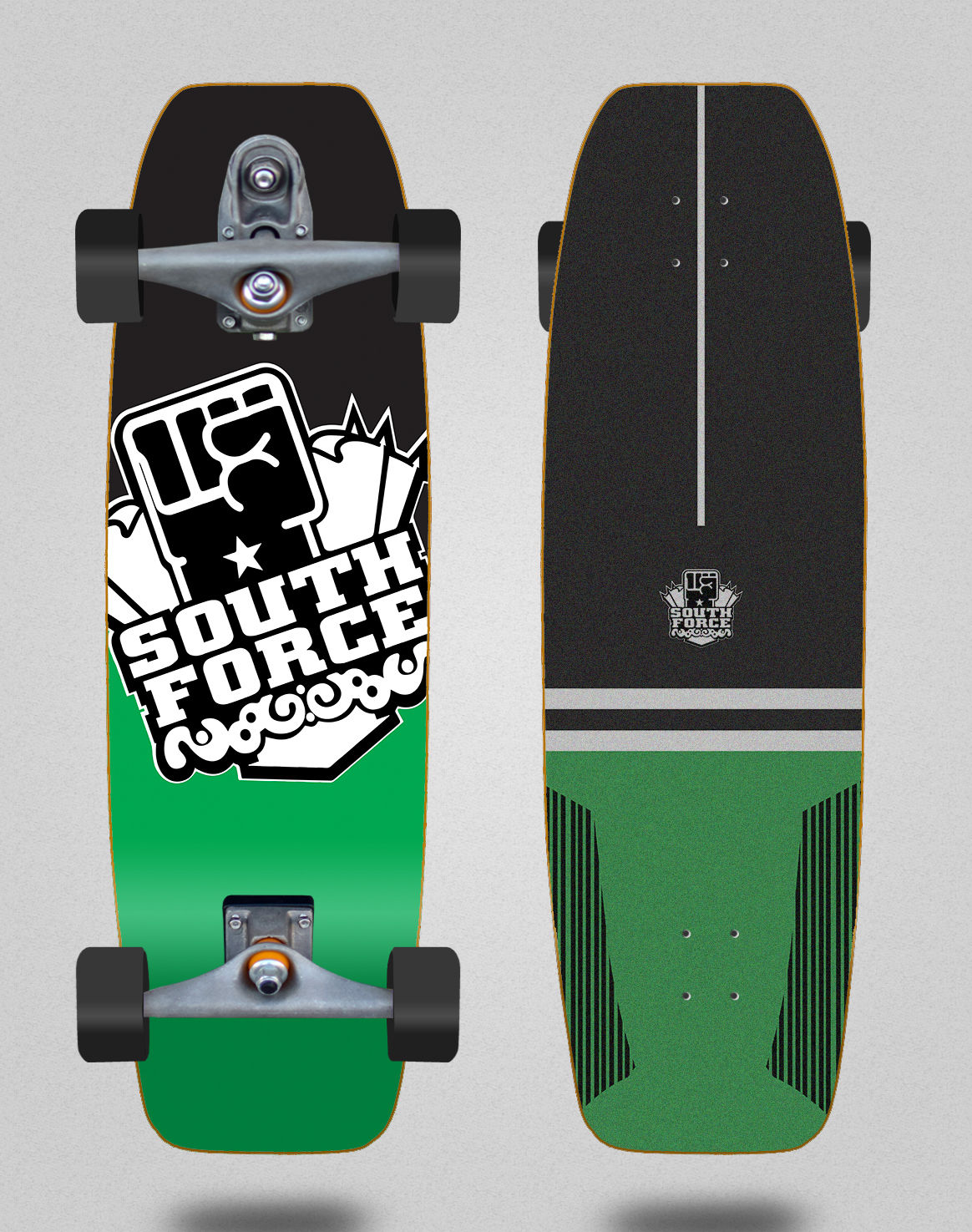 South force surfskate T12 trucks Logo black green 31.5