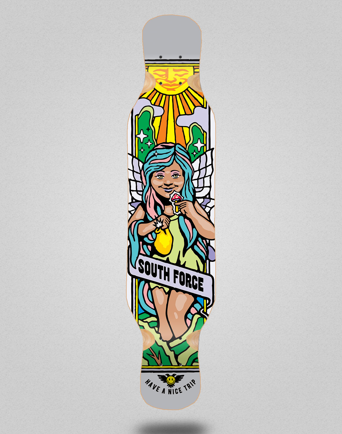 South force Hada trip white longboard deck 46x10