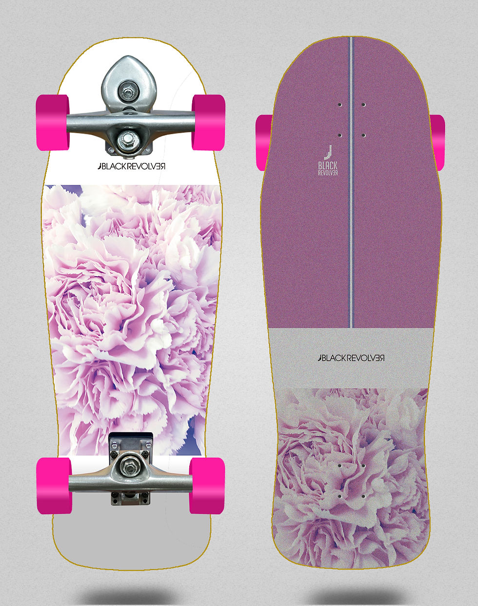 Miniatura: Black Revolver surfskate BURI trucks Beautiful Death Dangerous love 34x30.54 Ows