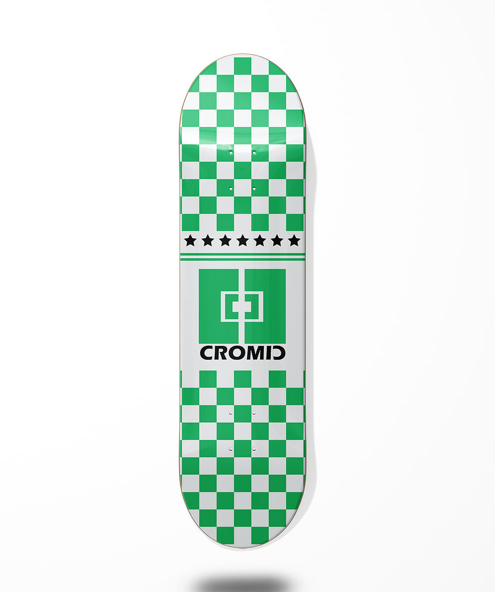 Thumbnail: Cromic Squares green white skate deck