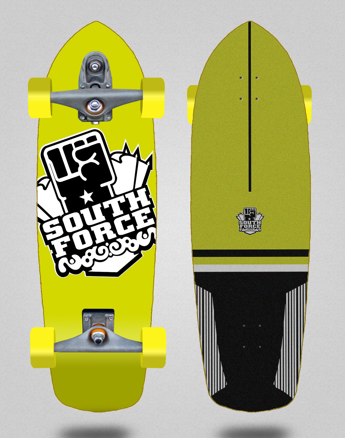 South force surfskate T12 trucks Logo yellow 34