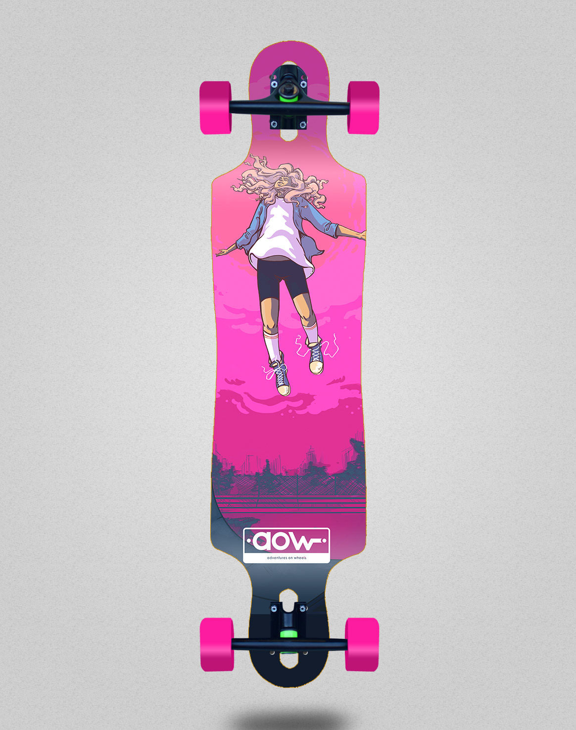 Aow Floating pink longboard complete 40x9